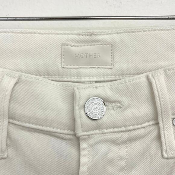 MOTHER Insider Crop Step Fray Mini Flare Bootcut Jeans Cracked Slipper - Size 25 - Picture 6 of 13